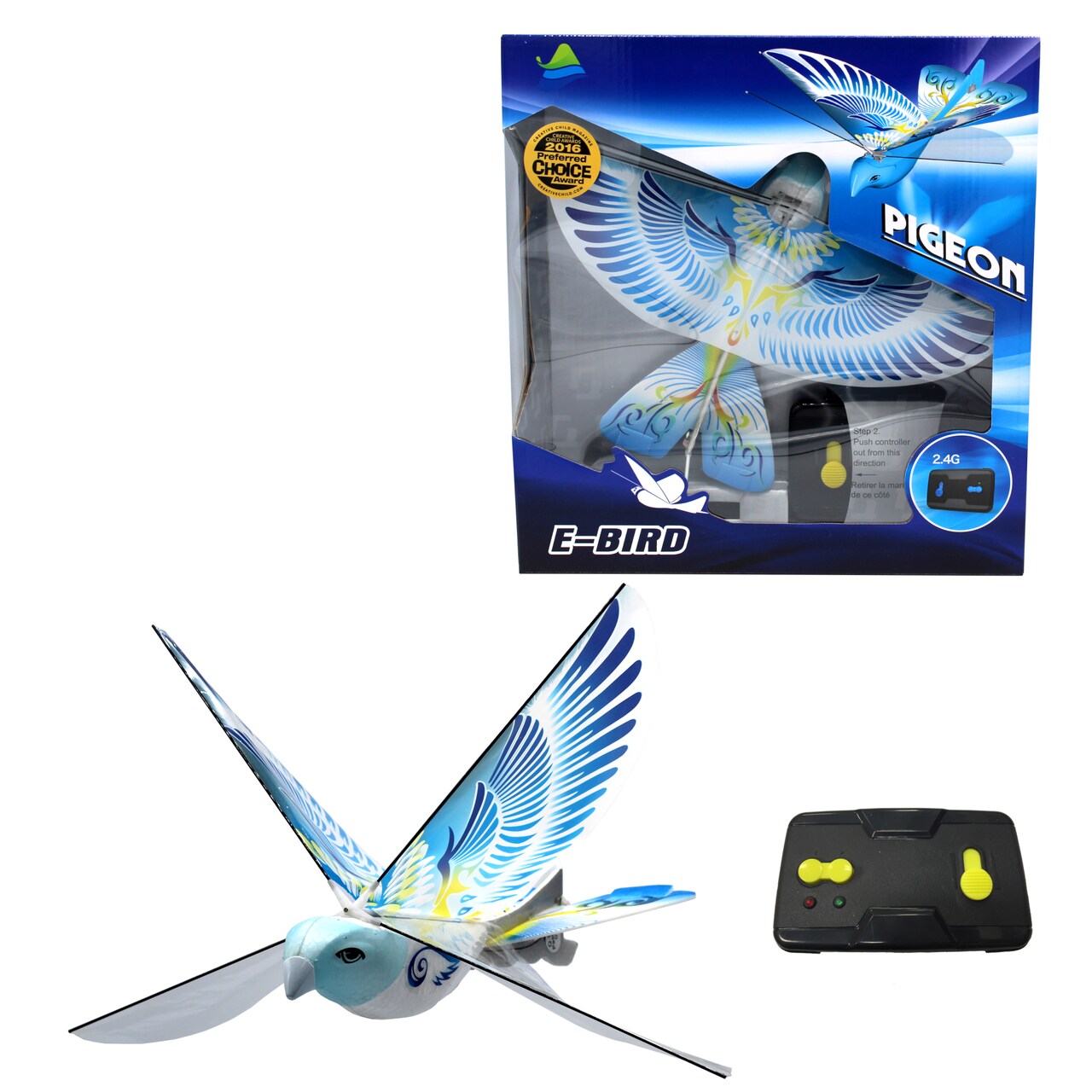 eBird Blue Pigeon - Creative Child Preferred Choice Award Winning Flying RC Toy - Remote Control Bionic Bird (Newest 2.4GHz Version Featuring USB Charging)